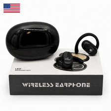 JM05 Wireless Earbuds Bluetooth 5.3 Sport Ear Hook LED Charging Case Black