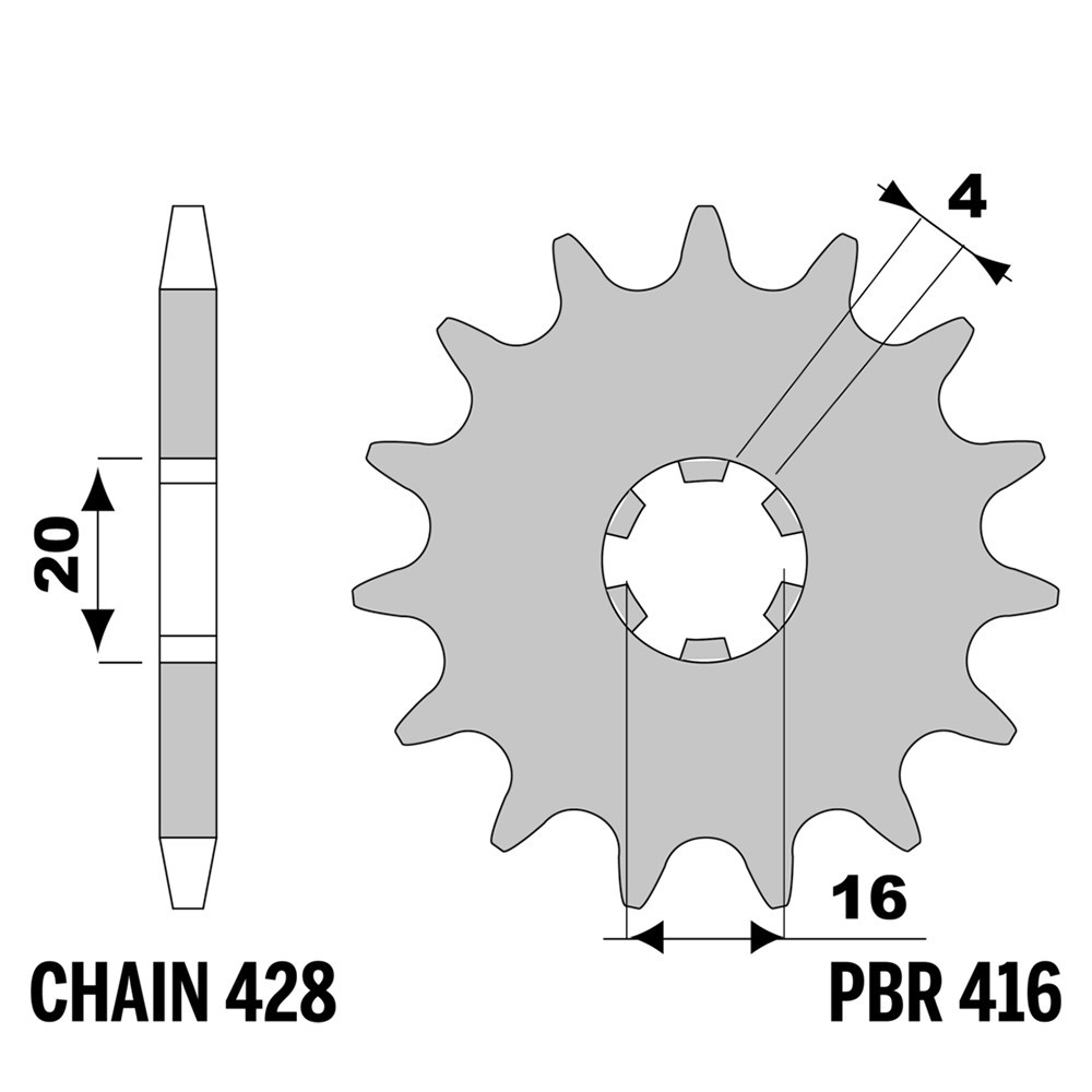 Pignon 15 dents PBR pas 428 améliore la transmission des motos Yamaha RXS 100