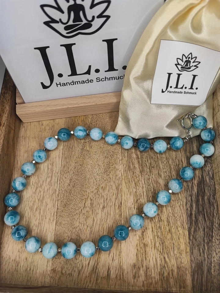 Halskette LARIMAR Perlen 12mm - Bild 3 von 4