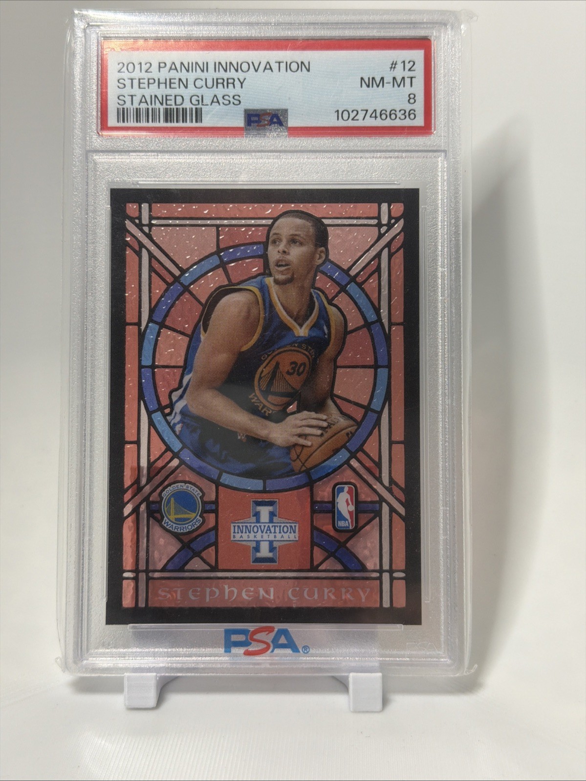 2012 Panini Innovation Stephen Curry Stained Glass SSP PSA 8 Rare