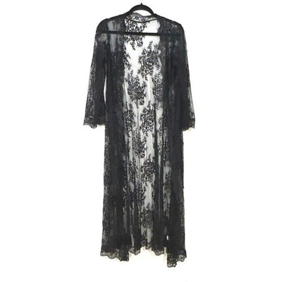 Black Lace Duster Kimono Long Sheer Cardigan Witchy Gothic