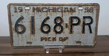 1958 Michigan License Plate #6168PR Pick Up Free Shipping