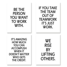 Office Wall Decor Art Set of 4 - Inspirational Quote Artwork Poster Prints Te...