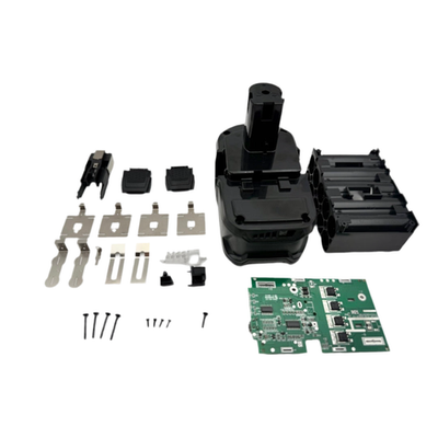 RYO 18V Battery Rebuild Kit – 10-Cell 18650 BMS, Nickel, Shell