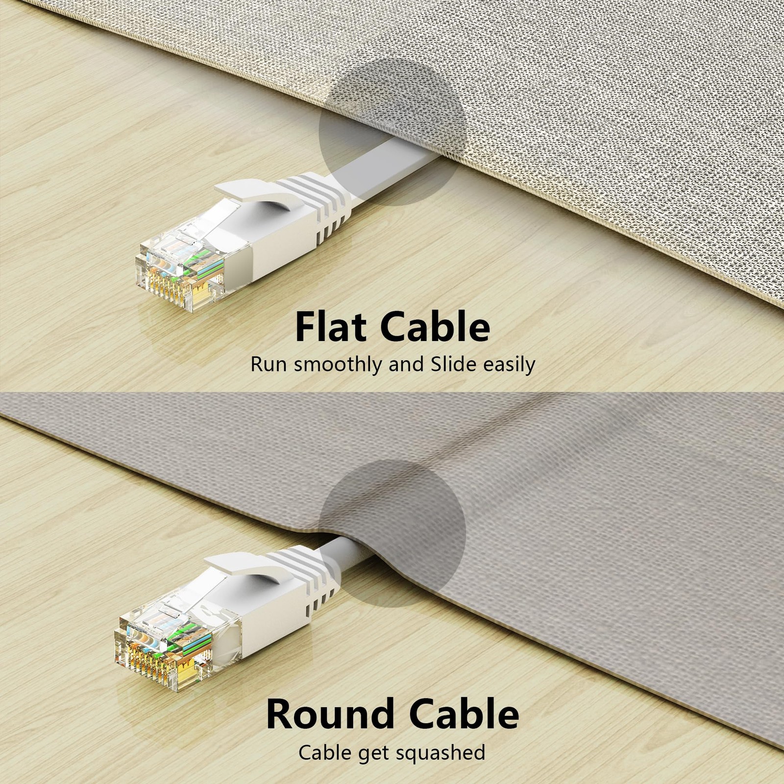 Cat 6 Ethernet Cable 100 ft, Outdoor & Indoor 10Gbps Support Cat8 Cat7 Networ...