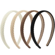 4 PCS Thin Knitted Headbands Women Solid Color NonSlip Hair Bands Stylish