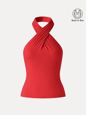 OGL Women's Criss Cross Halter Neck Going-Out Bra Top - No Import Fees