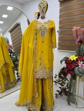 Beautiful Look Chinon Silk Top Palazzo With Yellow Dupatta For Wedding Wear