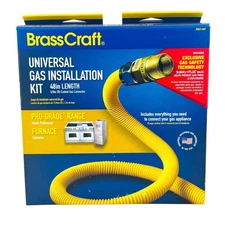 BrassCraft Universal Gas Installation Kit Pro-Grade 48" Long Yellow Coated Hose