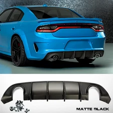 For Dodge Charger SRT 2015-23 Matte Black Rear Diffuser Bumper Valance Lip PP