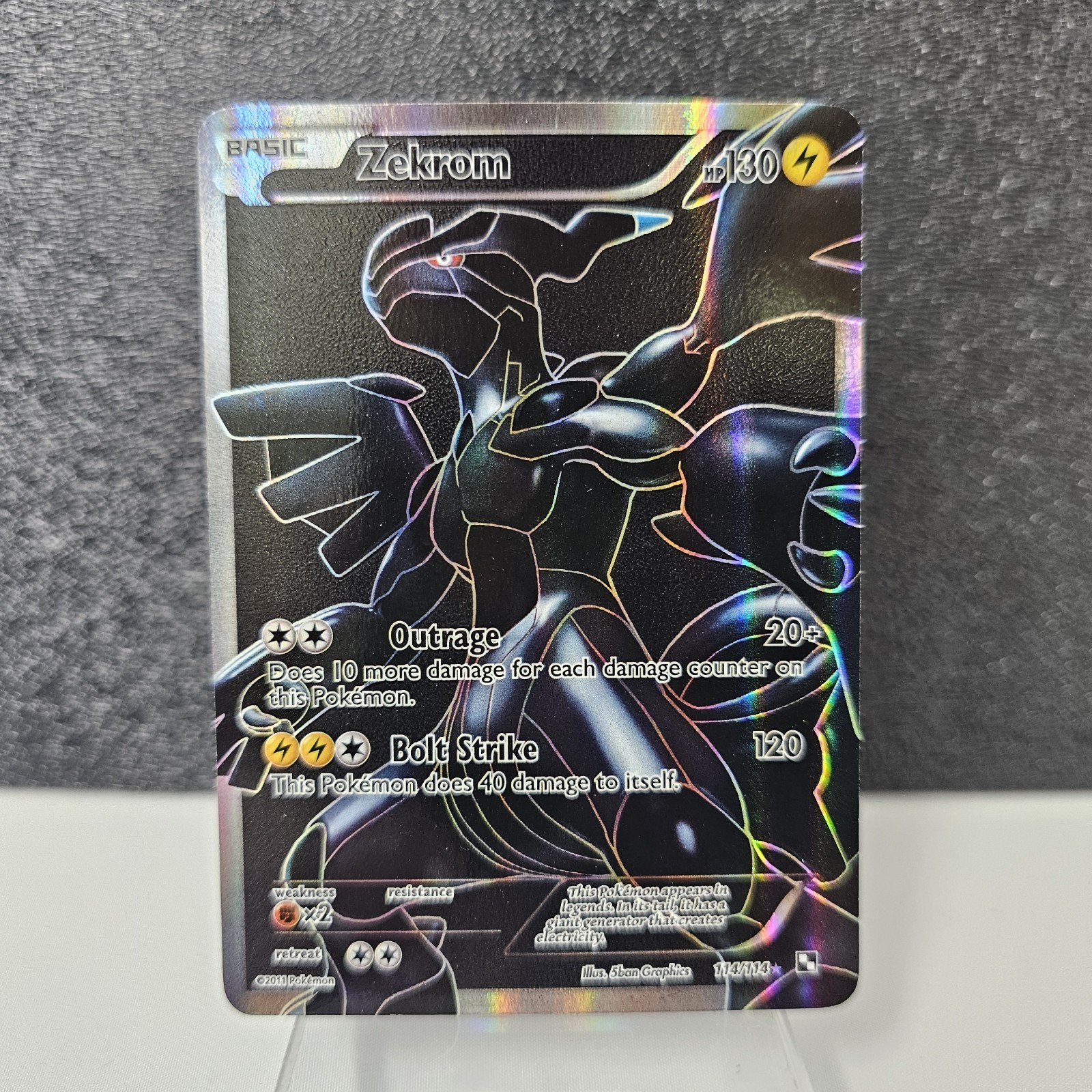 Pokemon TCG Zekrom 114/114 Black & White Base Set 2011 Holo Card NM