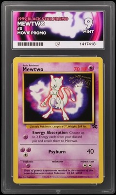 1999 Pokémon TCG Mewtwo Black Star Promo #3 Movie Promo Holo Englisch ACE 9