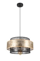 HäNgelampe Esstisch Stoff Metall E27 Ø40 Cm Schwarz Gold Pendelleuchte Rund