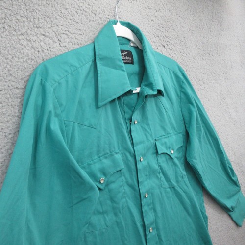 Champion Westerns Vintage Pearl Snap Long Sleeve Shirt Mens L Cowboy Turquoise - Picture 4 of 8