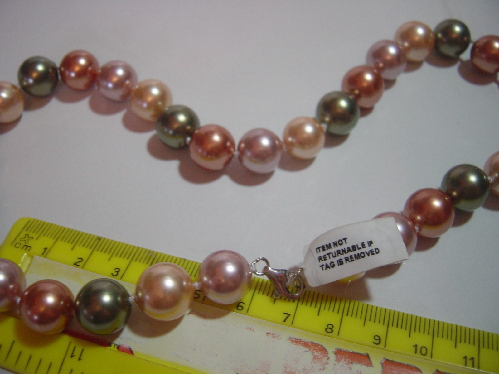 Vintage-solid Silver FAUX LARGE classy pearls Nec… - image 8