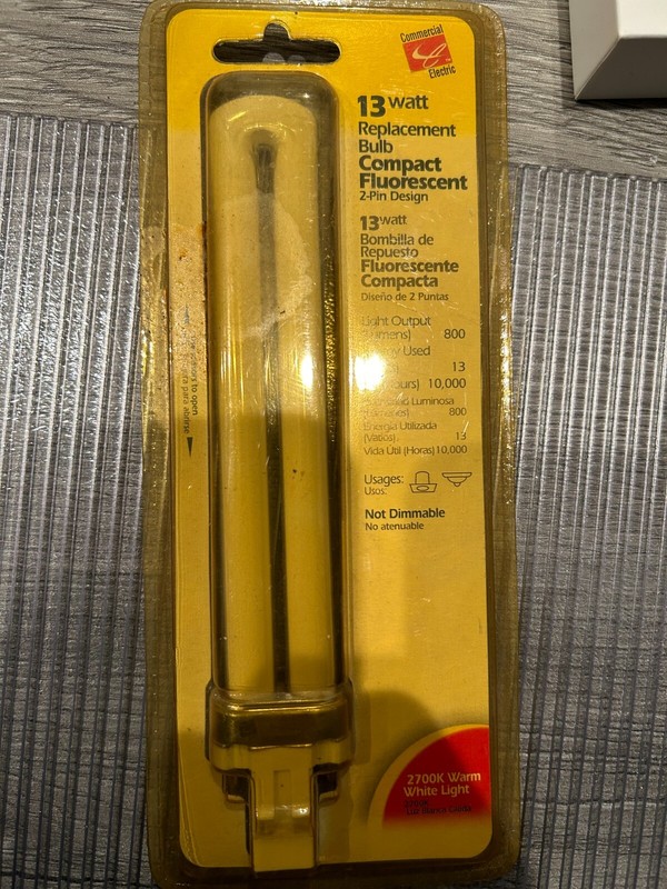 Commercial Electric 13 watt 2 pin fluorescent bulb