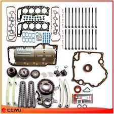 For 02-04 Dodge Ram 4.7L Head Gasket Bolts Set Timing Chain Kit Oil Pan Gasket