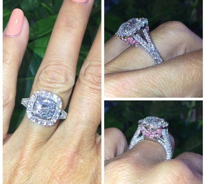 2 80ct Cushion Cut Vvs1 D Diamond Halo Engagement Ring 18k White