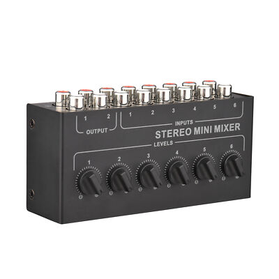 -Stereo-6-Kanal-Passiv-Mixer RCA Tragbarer Audio-Mixer 6 In 2 Out B2O2