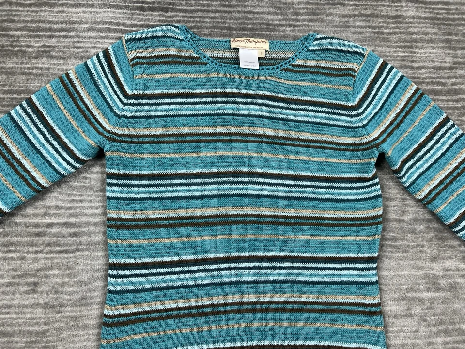 Suéter Norm Thompson Mujer Pequeño Multicolor Rayas Manga 3/4 100% Poliéster Foto 2 de 4