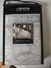 JQueen euro pillow sham Sienna Silver Cream damask