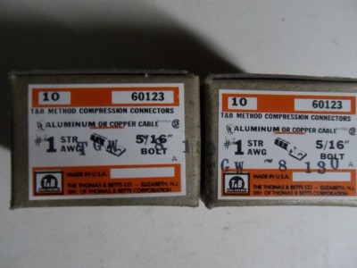 Thomas & Betts 60123 #1 AWG GOLD Compression Connectors - Lot of 20