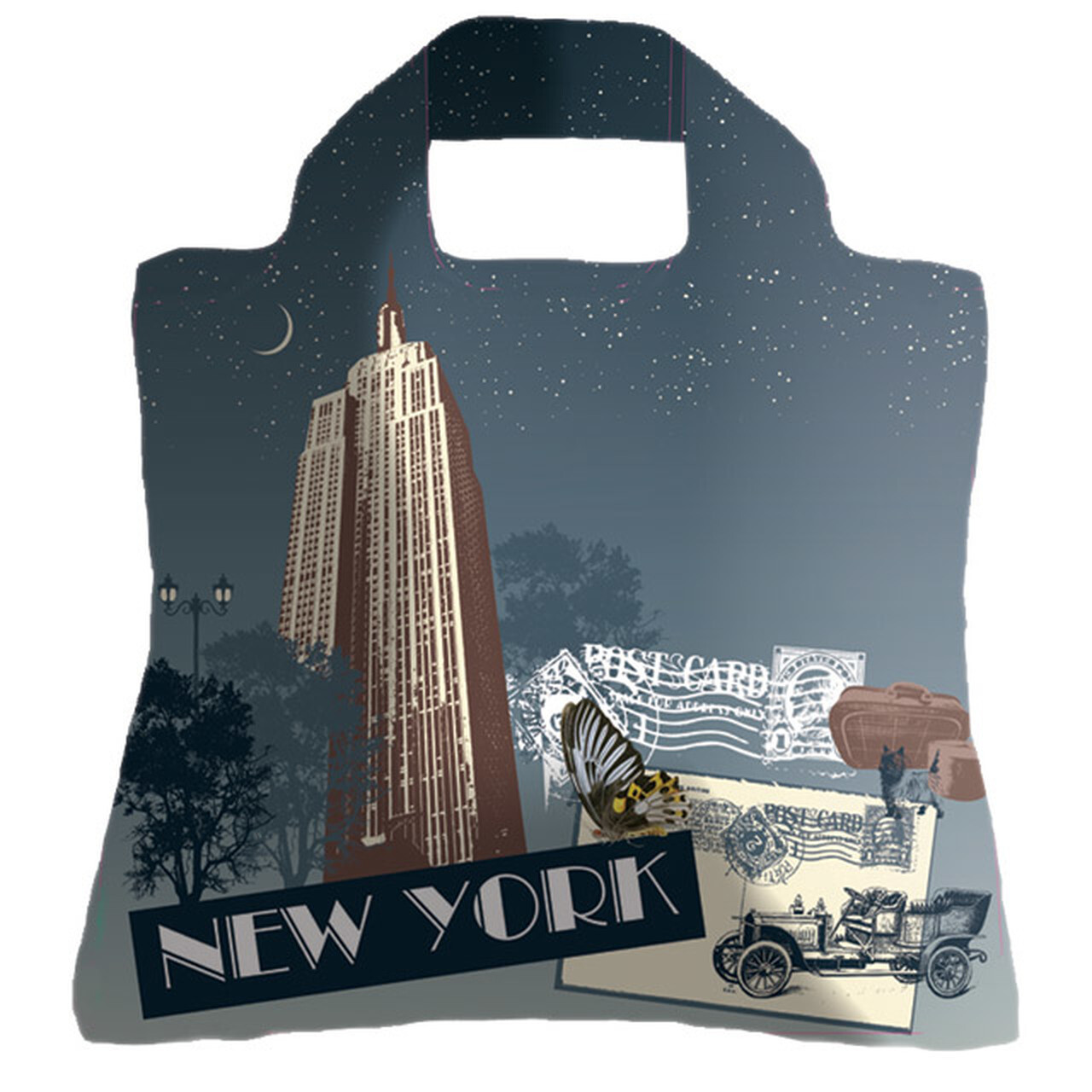 ENVIROSAX New York Grey Roll Up Washable Reusable Shoulder Shopping Tote Man Eco