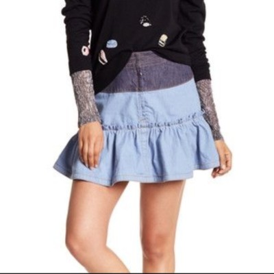NEW MARC JACOBS COLLECTION Ruffle Denim MINI RUNWAY SKIRT $450 Sz  