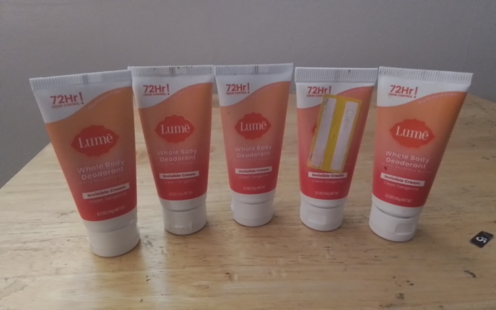 5 Lume Clean Tangerine Whole Body Deodorant Invisible Cream Mini Travel 0.5 oz