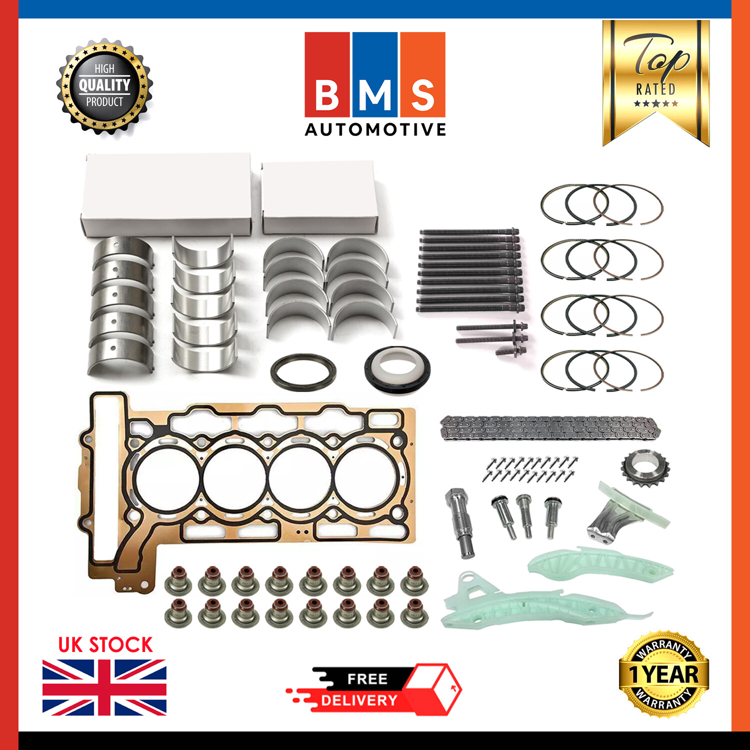 BMW 1 & 3 Series Touring N13B16 1.6L Petrol Engine Rebuild Kit with Bearings