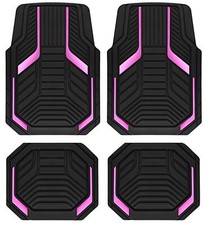 Pic Auto Heavy Duty Rubber Floor Mats Pink Aluminum Film Car Mats Set Front...