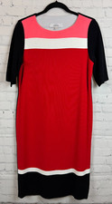 MISOOK black red white pink colorblock knit 1/2 sleeve bodycon dress size M