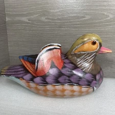 Vtg Ceramic Handcraft ARTMARK Hand Painted Glass Eyes DUCK DECOY Figurine 9”