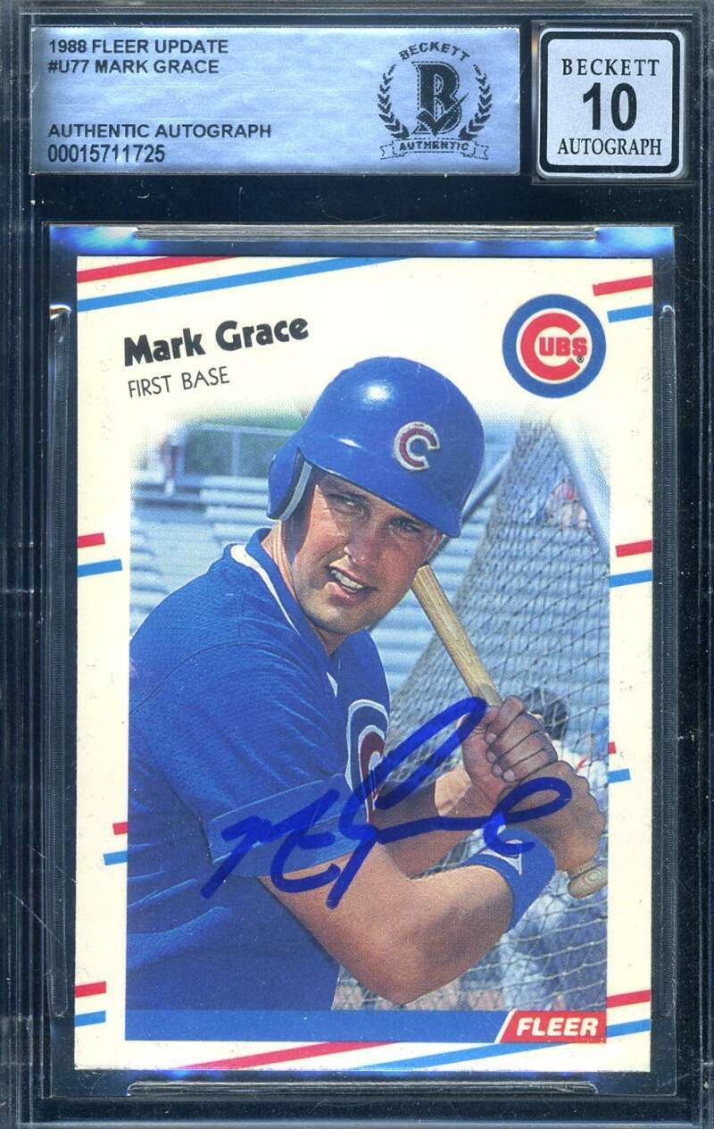 Mark Grace Gem Mint 10 Beckett BAS Signed 1988 Fleer Update Rookie Autographed