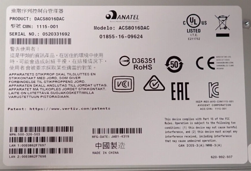 NEW Vertiv Avocent ACS8000 16-Port Console Server DAC Dual PSU ACS8016DAC - Image 4 of 4