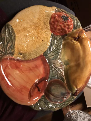 Vintage Majolica Fruit Pedestal Bowl Hand Painted In Italy Signed Italica Ars 