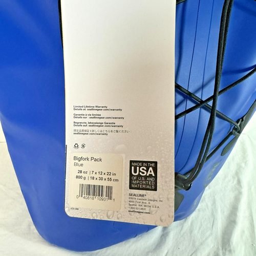 Zaino impermeabile SealLine BigFork 30 litri roll top blu pagaia kayak canoa - Foto 7 di 7