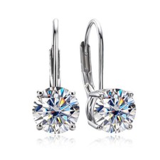 2 Ct Round Cut VVS1/D Certified Moissanite Hoop Earrings 925 Sterling Silver