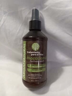  ARGANATURAL Frizz Control Macadamia Leave-In Hair Treatment 8oz Ginseng 