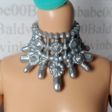 JEWELRY ~FITS 11.5" FASHION DOLL CELIA CRUZ SILVER GRAY PLASTIC CHOKER NECKLACE 