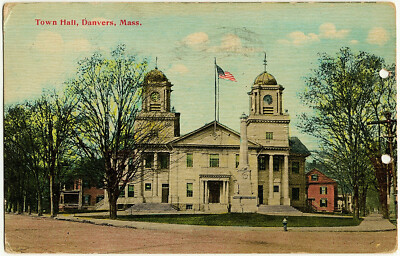 1912 USS Tennessee Danvers MA Postcard Town Hall Mass Massachusetts US Navy RARE