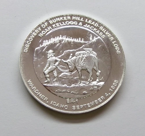 1981 Bunker Hill Co. Idaho Noah Kellogg & Jackass  1 Oz .999 Silver Prf Rd