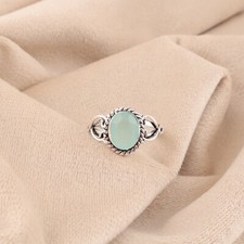 Aqua Chalcedony Gemstone 925 Sterling Silver Jewelry Handcrafted Statement Ring