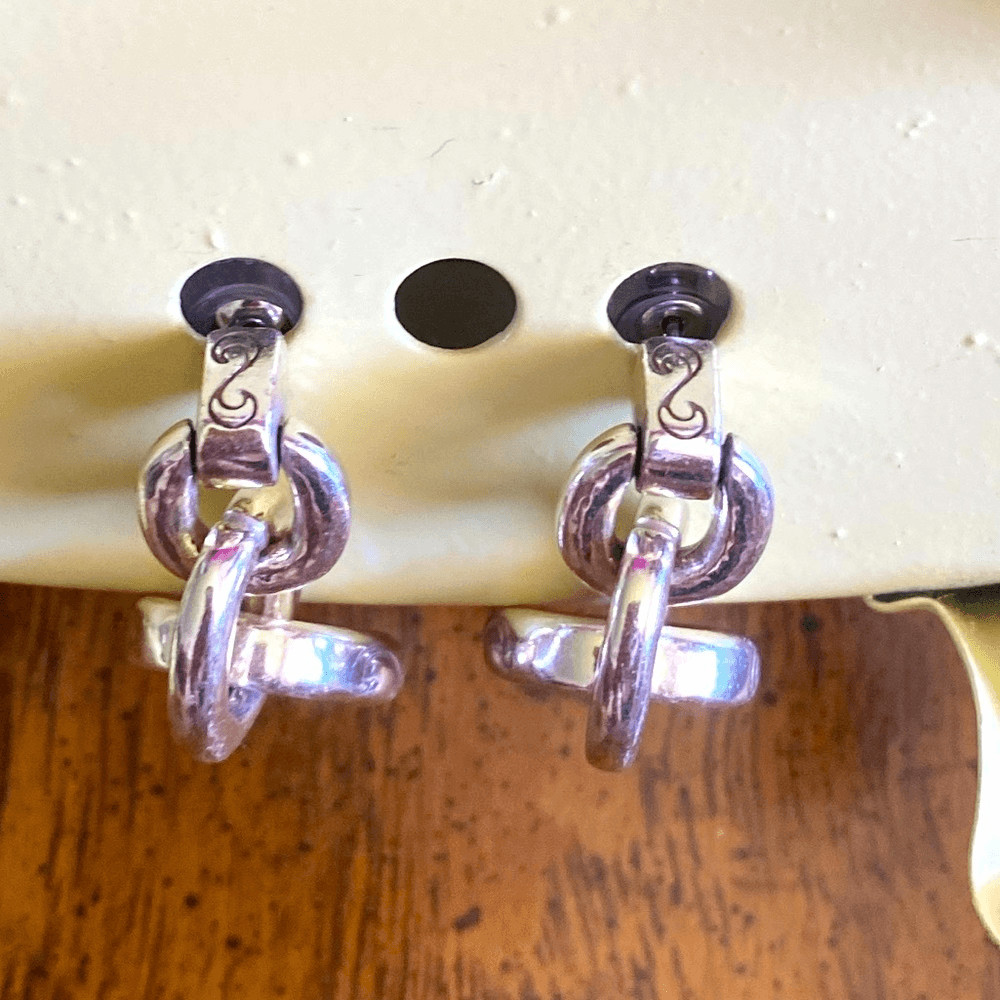 Authentic Brighton Oval Link Silver Dangle Earrin… - image 2