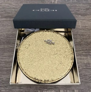 NWT Coach Wizard Of Oz Glitter Leather Round Coin Case Purse Gold In Gift Box | eBay