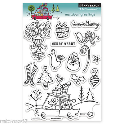 New Penny Black MARZIPAN GREETINGS Clear Stamps Christmas Holidays Merry 