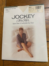 Jockey For Her Queen Control Top Pantyhose Antique White Queen Hips 45" - 50"