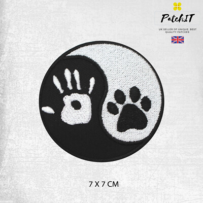 Yin Yang Hand/Pfote Patch Bügelbild Aufnäher Abzeichen bestickt Patch für Kleidung 