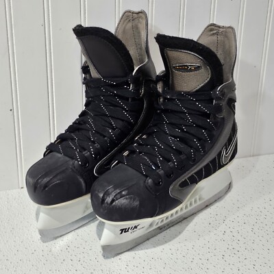 Nike IGNITE 4 Ice Hockey Skates Sz 4 (Shoe Sz 5) Tuuk Custom Blades Black Silver