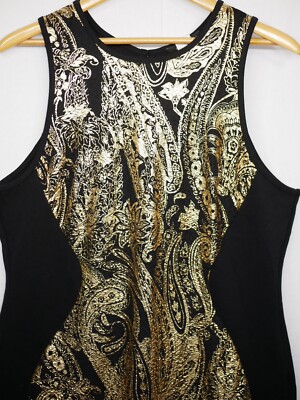 CAMEO USA Vintage Metallic Gold Black Size L Women's Midi Dress L Large | eBay CAMEO USA Vintage Metallic Gold Black Size L Women's Midi Dress L Large | eBay